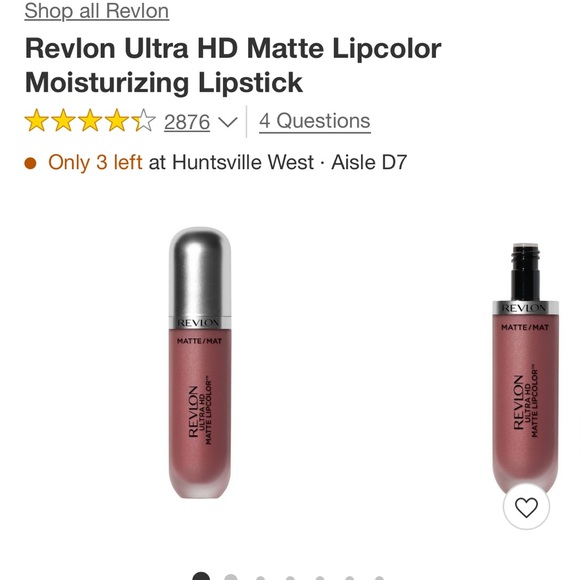 Revlon Ultra HD Matte Lipcolor
Color: 049 KISSES BAISERS - Picture 7 of 9